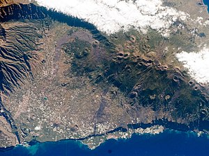 Satelitenbil faan La Palma (2008) A wulkaanen san gud tu käänen