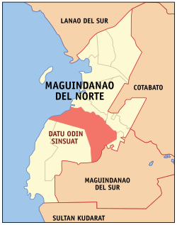 Map of Maguindanao del Norte with Datu Odin Sinsuat highlighted