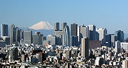 Skyscrapers of Shinjuku with Mt Fuji in the background.