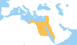 Kesultanan Mamluk Mesir (kuning), c. 1279.