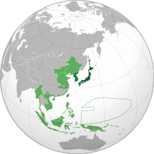 سلطنت جاپان 1942. *   جاپان *   نوآبادیاں / جنوبی بحر الکاہل تعہد *   کٹھ پتلی ریاستیں / جاپانی مقبوضات