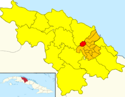 Map of Vega Alta (Red) in Camajuaní (Orange) in Villa Clara (Yellow)