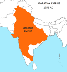 The highest point of expansion of the Maratha Empire.