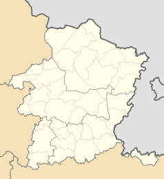 Mapa konturowa Limburgii, po prawej nieco u góry znajduje się punkt z opisem „Maaseik”