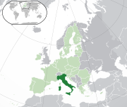 Mapa de Itália na Europa