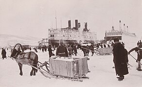 Late 19th-century steam icebreaker Baikal in port