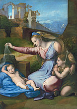 Madonna with the Blue Diadem label QS:Lpl,"Madonna w błękitnym diademie" 1510-1512