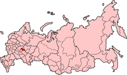 ロシア内のマリ・エル共和国の位置の位置図