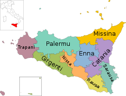 Mappa dâ Sicilia e dî pruvinci