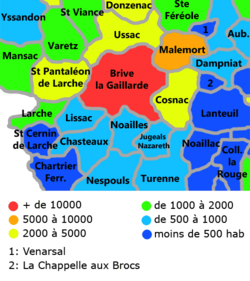 Població dels municipis de l'aglomeració de Briva (cens de 1999)