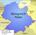Das Königreich Polen in den Grenzen von 1020 unter den Piasten.
