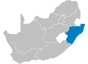 Kart over iKwaZulu-Natali (zulu] KwaZulu-Natal (engelsk, xhosa)