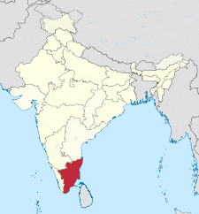 Map of India with the location of তামিল নাড়ু চিহ্নিত