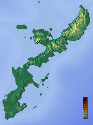 乙羽岳の位置（沖縄本島内）