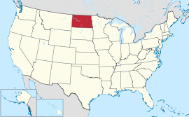 Map of the United States with नर्थ दाकोता highlighted
