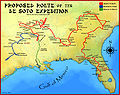 Image 10A proposed route for the de Soto Expedition, based on Charles M. Hudson map of 1997 (from History of Mississippi)