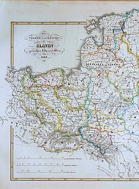 Pomerelia (rotulada M: Gdańsk) en Polonia en un mapa que muestra los pueblos eslavos occidentales antes de 1125