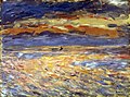 Solnedgang over sjøen måla av Auguste Renoir.