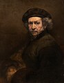 Rembrandt van Rijn: Sjølvporträtt med barett og oppvend krage, 1659