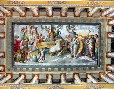„Dievų sinodo“ freska, esanti ant Fontano salės lubų