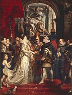 Свадьба Марии Медичи. Холст, масло. 394 × 295 см. Лувр