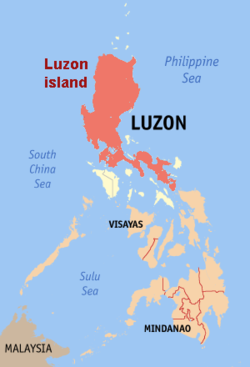 De locatie van het eiland Luzon in de Filipijnen