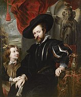 Автопортрет с сыном Альбертом. Копия с утраченного оригинала. Антверпен, Дом Рубенса