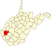 リンカーン郡の位置を示したウェストバージニア州の地図