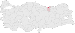 Giresun tartomány elhelyezkedése Törökország térképén