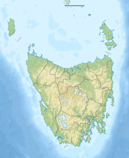 Hobarts läge på Tasmanien.