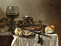 Pieter Claeszi "Natüürmort heeringa, veini ja leivaga" (1647)