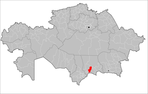 Location of Bayzak District in Kazakhstan