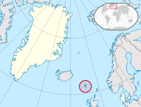  Фарерын арлууд улсын байршил (улаан; дугуйлсан) Данийн хаант улс (шаргал)
