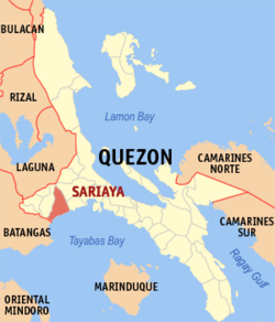Mapa de Quezon con Sariaya resaltado