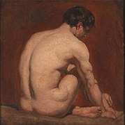مرد برهنه، زانو زده، از پشت، اثر ویلیام اِتی به حوالی ۱۸۴۰ میلادی