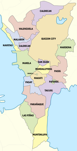 Political map of Metro Manila