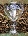 Glass of 'Orval' Belgian beer.