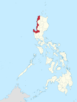Mapa de Filipinas con Región de Ilocos resaltado