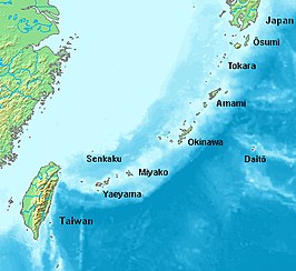 Locatie tussen Japan en Taiwan
