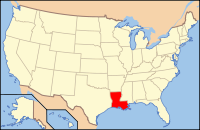 ルイジアナ州の位置を示したアメリカ合衆国の地図