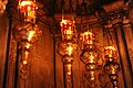 Vigil lamps hanging in the Chapel of the Angel, above the Angel's Stone, the first room in the Aedicule,