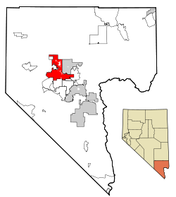 Location o the ceety o Las Vegas within Clark Coonty, Nevada