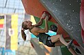 Janja Garnbret beim Boulder Worldcup 2017 in München
