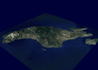 NASA vista 3D de Samos desde o satélite.