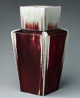 Square vase by Ernest Chaplet, French, c. 1889; the Chinese thinning is taken to an extreme.