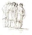 Bocetos de vestuario por Jean-Simon Berthélemy, para Le Triomphe de Trajan (1807).