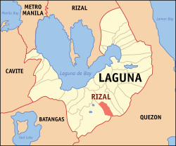 Mapa de Laguna con Rizal resaltado