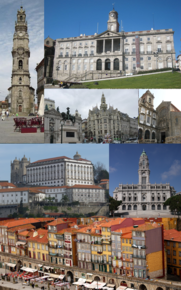 Torre dos Clérigos; Palácio da Bolsa; Avenida dos Aliados; Igreja de São Francisco; Sé do Porto; Câmara Municipal do Porto; Ribeira