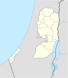 Mapa konturowa Palestyny, u góry po prawej znajduje się punkt z opisem „Nablus”