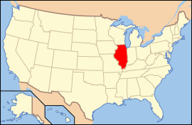 Map of the United States with ئیلینۆی highlighted